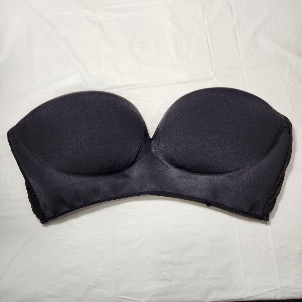 o2 Bra 40/90 Black Strapless Padded Push-Up Adjustable Clasp Back and Front‎